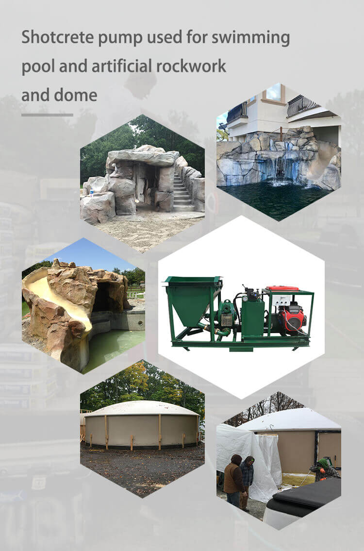 shotcrete machine used for dome building project, swimming pool project