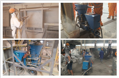 Refractory gunite shotcrete machine application