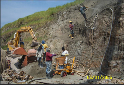 Shotcrete machine for slope-protection project