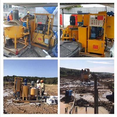 grout mixing and pumping unit for tunnelling