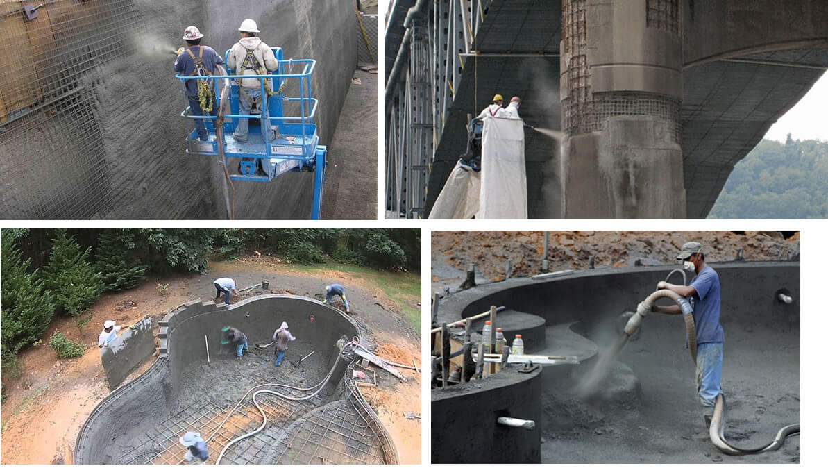 Shotcrete machine for bridge repair 