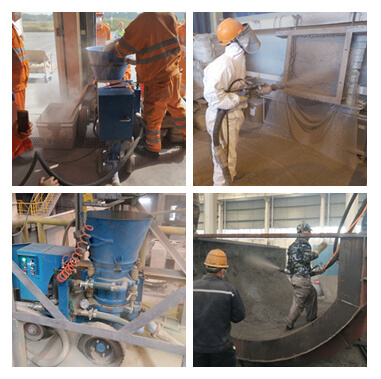 Dry spraying refractory gunite machine applied in steel plant