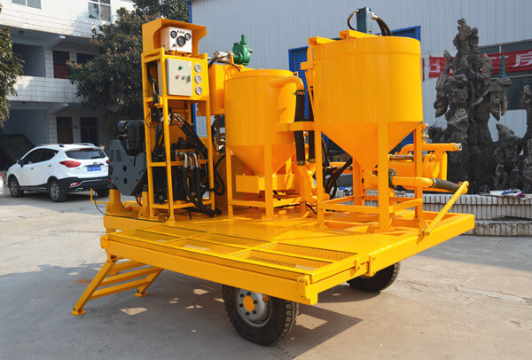 wheel mounted grout mixing plant