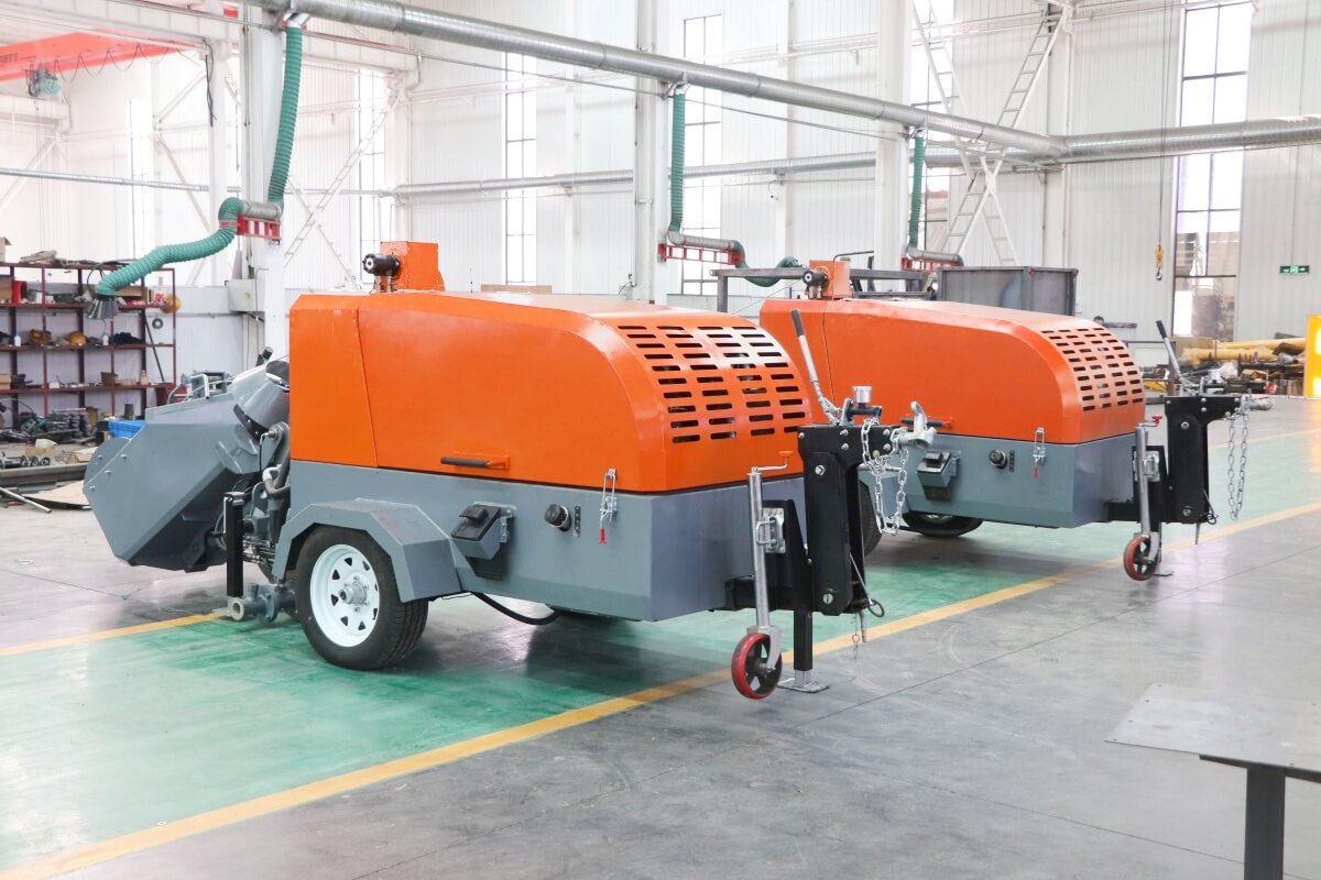 Dry floor-screed conveying machines