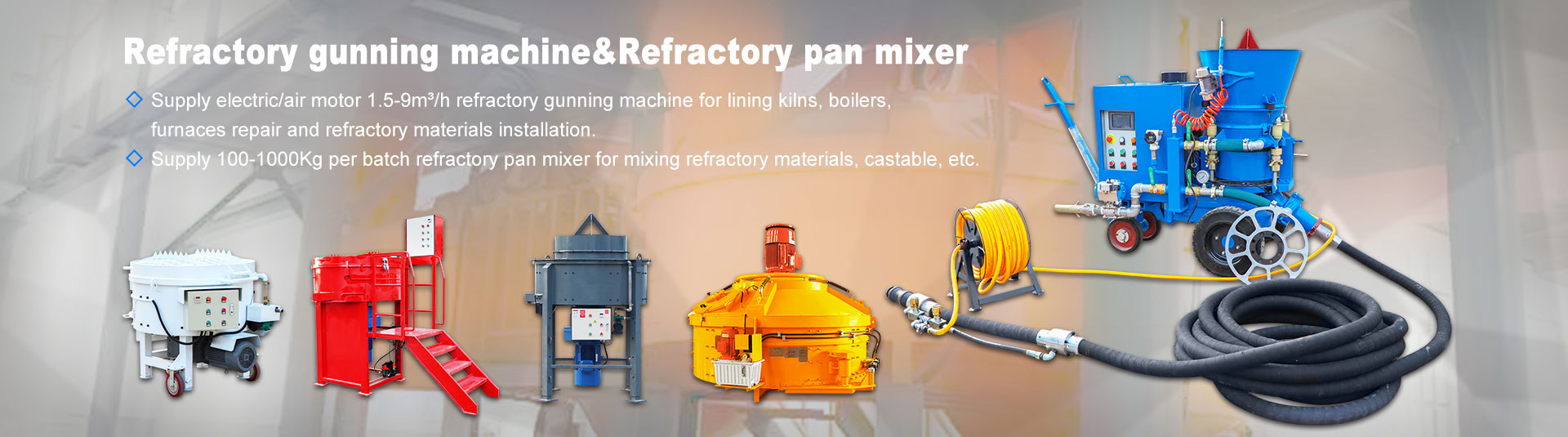 refractory gunning pan mxier machine