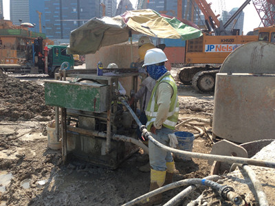 Grouting pump in foundation treatment project