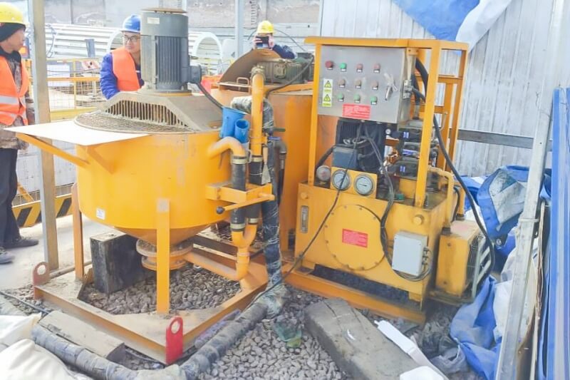 grout station for foundation raising