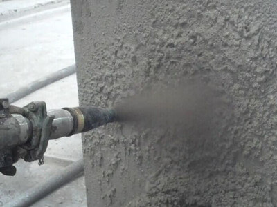 spraying concrete