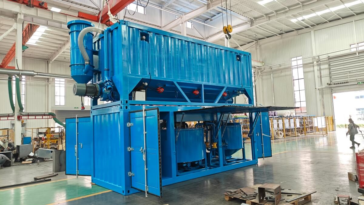grout mixer in container